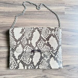 Ralph Lauren Python-Print Crossbody Bag in Cream and Brown